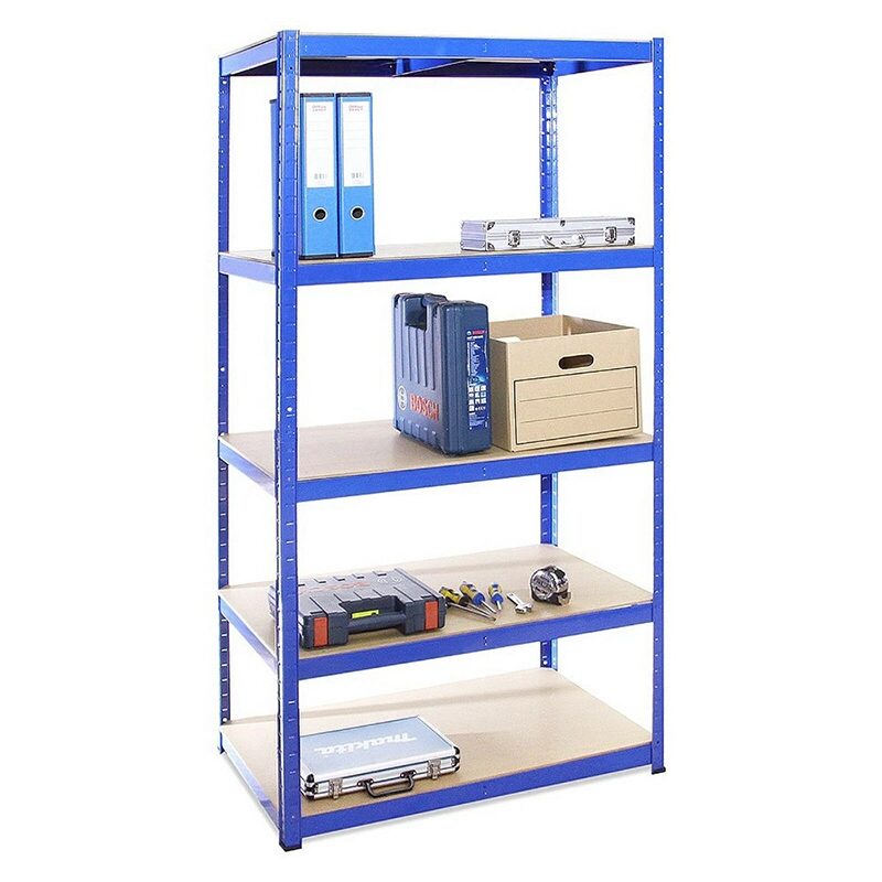 blue garage shelving