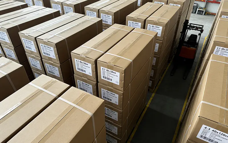 Metal shelves ready for shipment