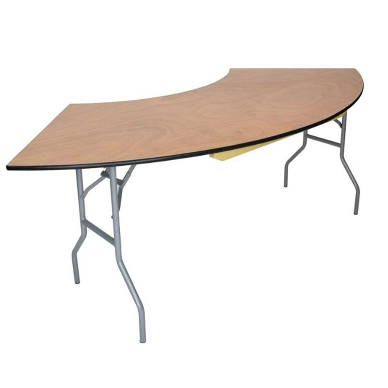 fan-shaped foldable wooden table